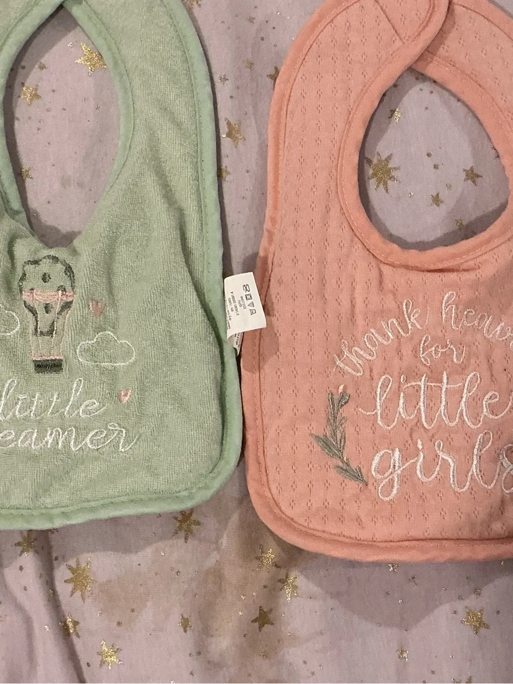 Pink and Green Baby Bib Set - Soft Cotton Kids Accessories
